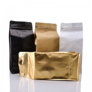Hochwertige 100 g 250 g 500 g 1 kg flache Unterseite braune Kraftpapier-Kaffeebohnensäcke mit Ventil und Reißverschluss
