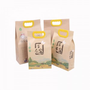 Großhandelspreis angepasst Logo Druck dauerhaft feuchtigkeitsbeständig Größe 2,5 kg 5 kg Kraftpapier Reis Verpackungsbeutel